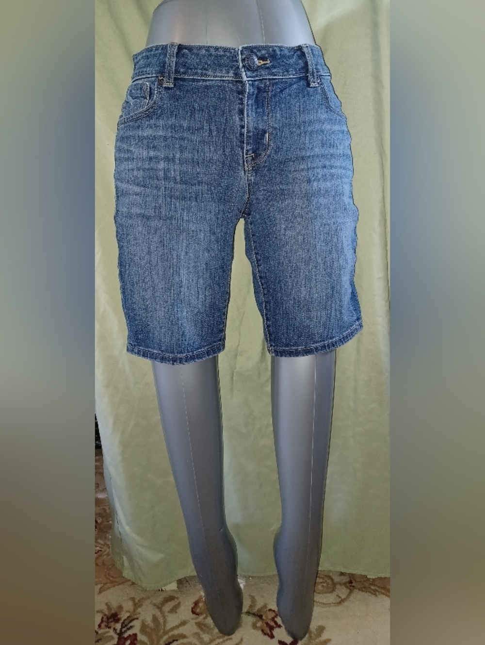 Maurices Mid Rise Bermuda Length Blue Denim Jean Shorts